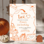 Fall Pumpkin Orange Scribble Hand Drawn Tea for 2 Invitation<br><div class="desc">Fall Pumpkin Orange Scribble Hand Drawn Tea for Two Birthday Invitation,  Hand Drawn Orange Tea For Two Girl Birthday Invitation,  Orange Bow Cupcakes Par-Tea 2nd Birthday Girl,  High Tea Cup Birthday Girl Party</div>
