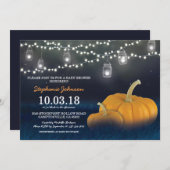 Fall Pumpkin Outdoor Blue Baby Shower Invitation (Front/Back)