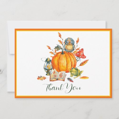 Fall Pumpkin owl and frog  Holiday Card