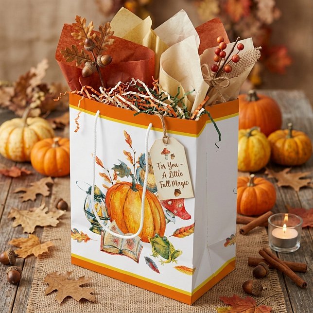 Fall Pumpkin owl and frog Medium Gift Bag (Creator Uploaded)