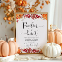 Fall pumpkin Pacifier hunt baby shower game Poster