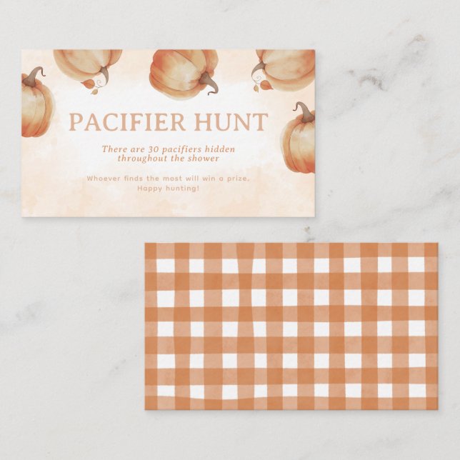 Fall Pumpkin Pacifier Hunt Game Enclosure Card (Front/Back)