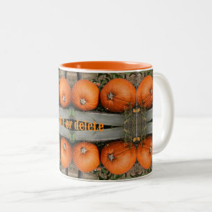 Fall Pumpkin Pair Abstract Personalized Two-Tone Coffee Mug
