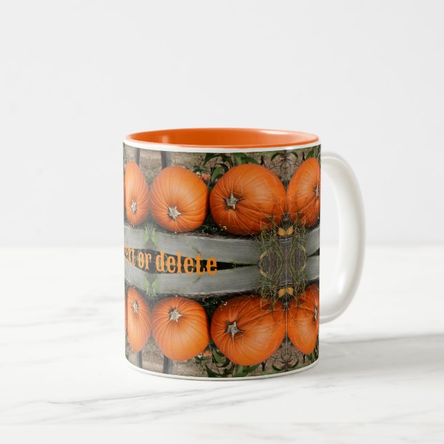 Fall Pumpkin Pair Abstract Personalized Two-Tone Coffee Mug (Front Right)