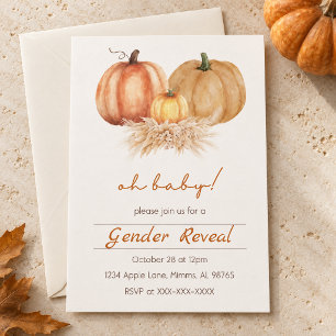 Fall Pumpkin Pampas Grass Gender Reveal Invite
