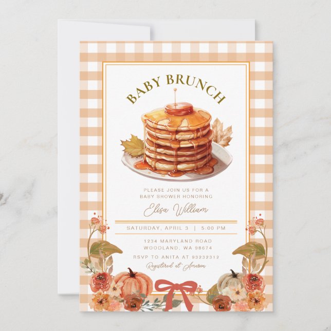 Fall Pumpkin Pancake Baby Shower Brunch  Invitation (Front)