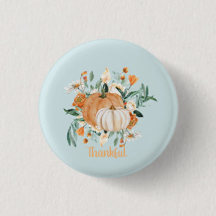Fall Pumpkin Party Blue Baby Shower, Button