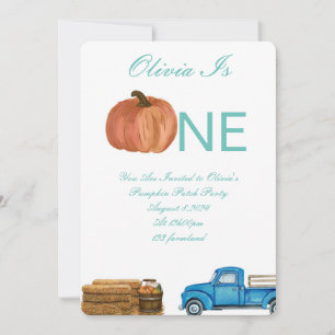 Fall Pumpkin Patch 1st birthday party Invitation