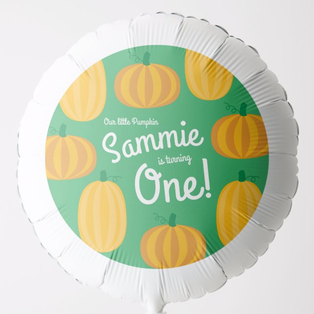 Fall Pumpkin Patch 1st Birthday Party Theme Balloon (Front)