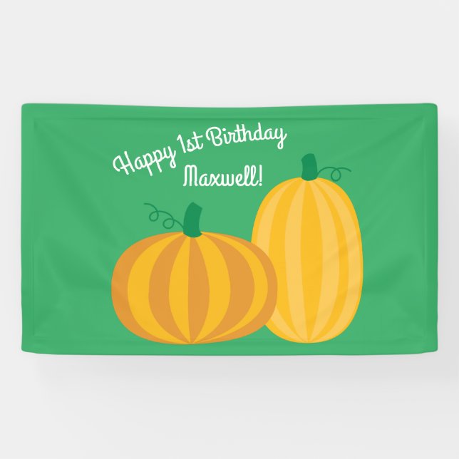 Fall Pumpkin Patch 1st Birthday Party Theme Banner (Horizontal)