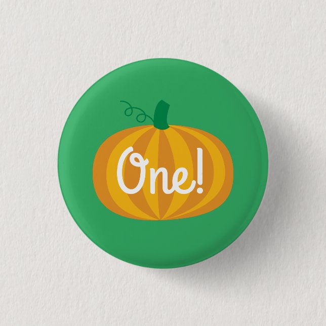 Fall Pumpkin Patch 1st Birthday Party Theme Button (Front)