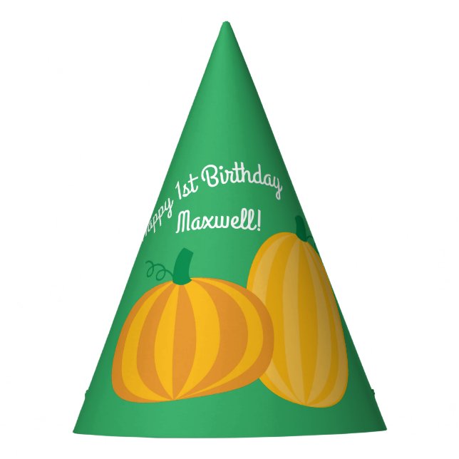 Fall Pumpkin Patch 1st Birthday Party Theme Hat (Front)