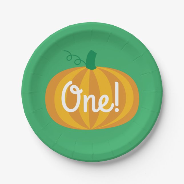 Fall Pumpkin Patch 1st Birthday Party Theme Paper Plates (Front)