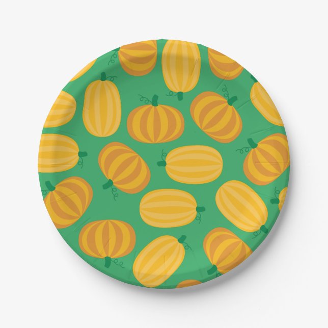 Fall Pumpkin Patch 1st Birthday Party Theme Paper Plates (Front)