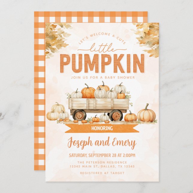 Fall Pumpkin Patch Baby Shower Invitation (Front/Back)