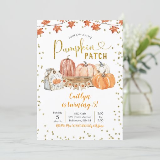 Fall Pumpkin Patch Birthday Invitation | Zazzle