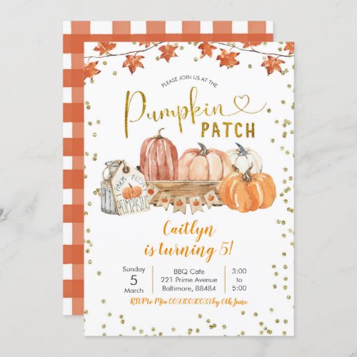 Fall Pumpkin Patch Birthday Invitation
