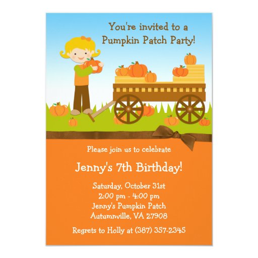 Pumpkin Picking Birthday Party Invitations 5