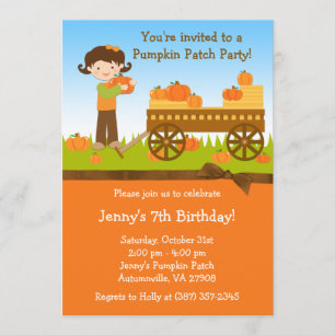 Fall Pumpkin Patch Birthday Party Invitation