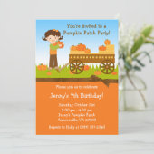 Fall Pumpkin Patch Birthday Party Invitation (Standing Front)