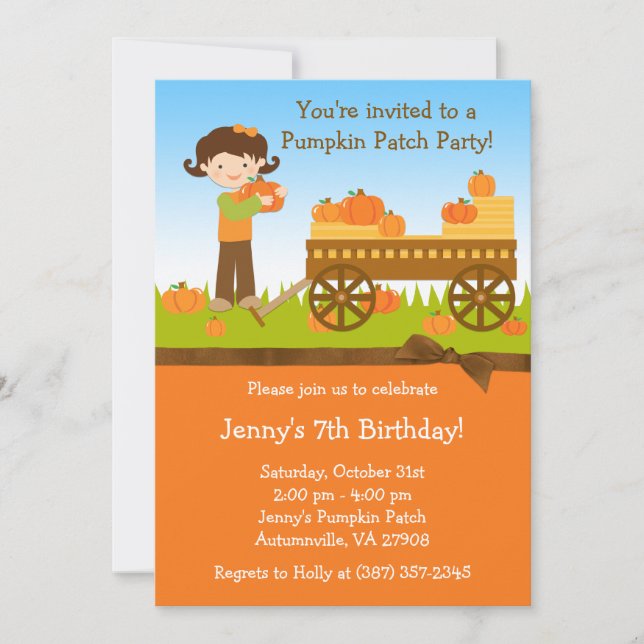 Fall Pumpkin Patch Birthday Party Invitation (Front)