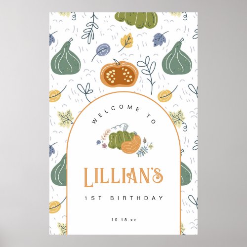 Fall Pumpkin Patch Birthday Party Welcome Poster