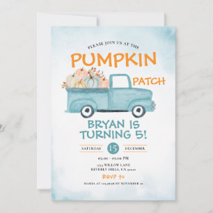 Fall Pumpkin Patch Birthday Truck Autumn Floral Invitation