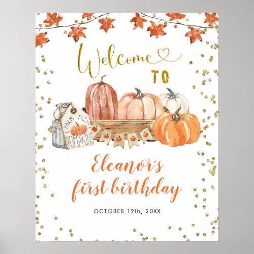 Fall Pumpkin Patch Birthday Welcome Sign