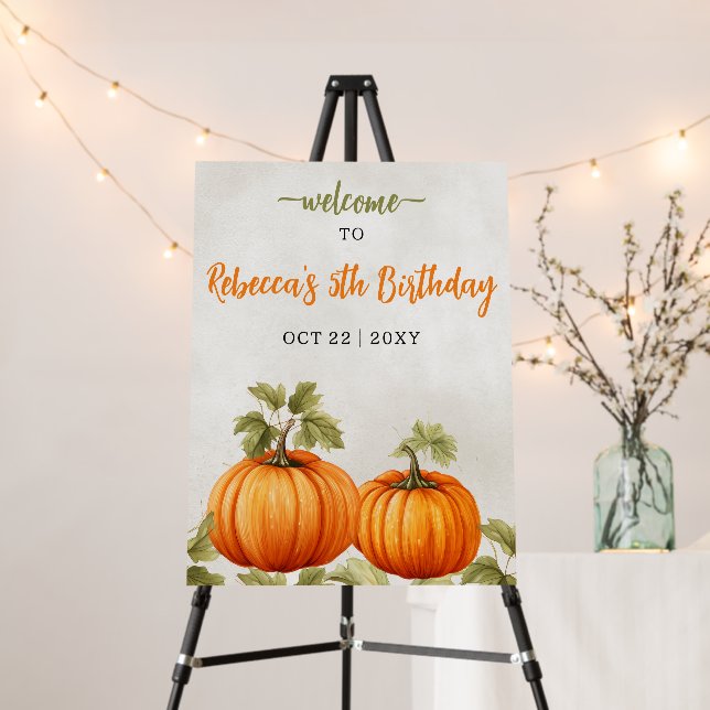 Fall Pumpkin Patch Birthday Welcome Sign (In Situ (Stand))