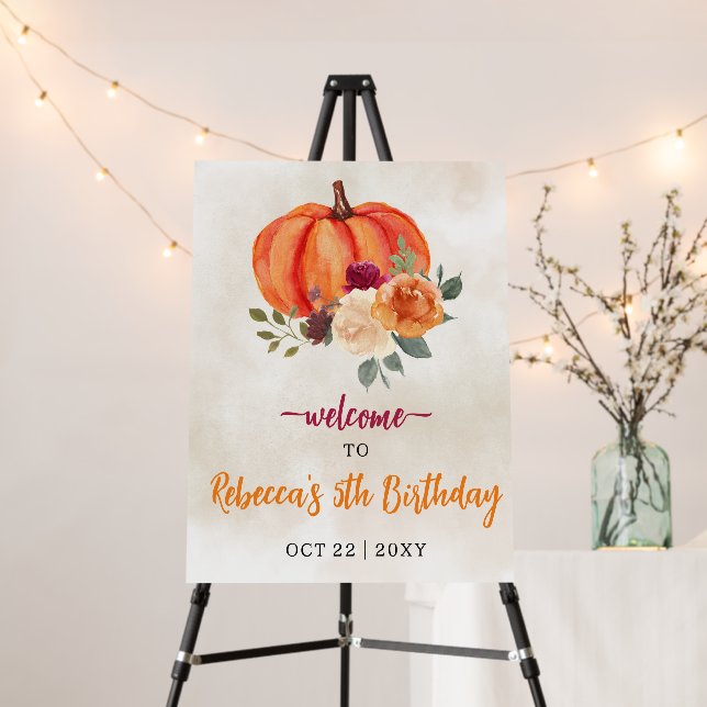 Fall Pumpkin Patch Birthday Welcome Sign (In Situ (Stand))
