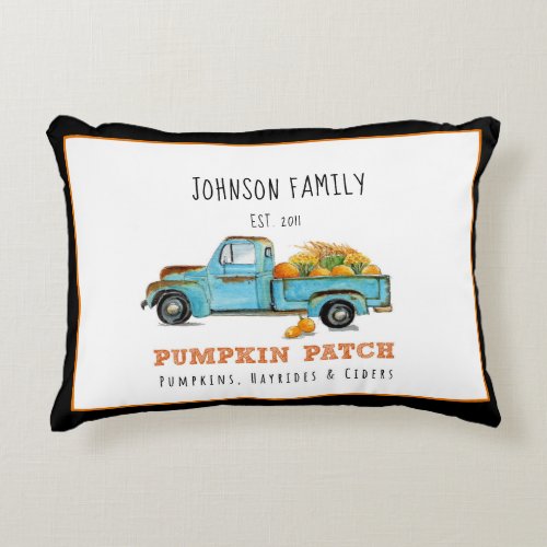 Fall pumpkin Patch Retro truck personalized   Accent Pillow