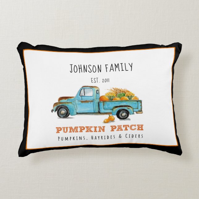 Fall pumpkin Patch Retro truck personalized   Accent Pillow (Front)