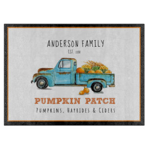 Fall pumpkin Patch Retro truck personalized Cutting Board