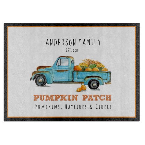 Fall pumpkin Patch Retro truck personalized   Cutting Board