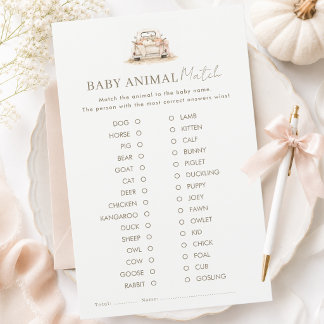 Fall Pumpkin Patch Vintage Truck Baby Animal Match