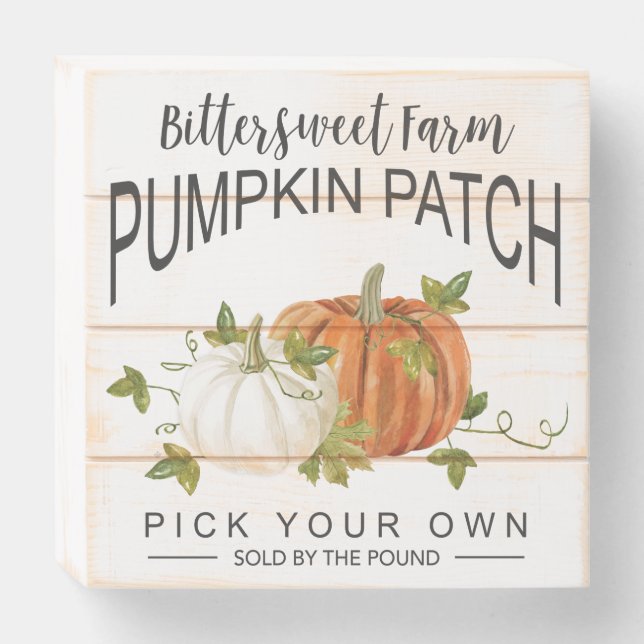 FALL PUMPKIN PATCH WOODEN BOX SIGN (Front Horizontal)