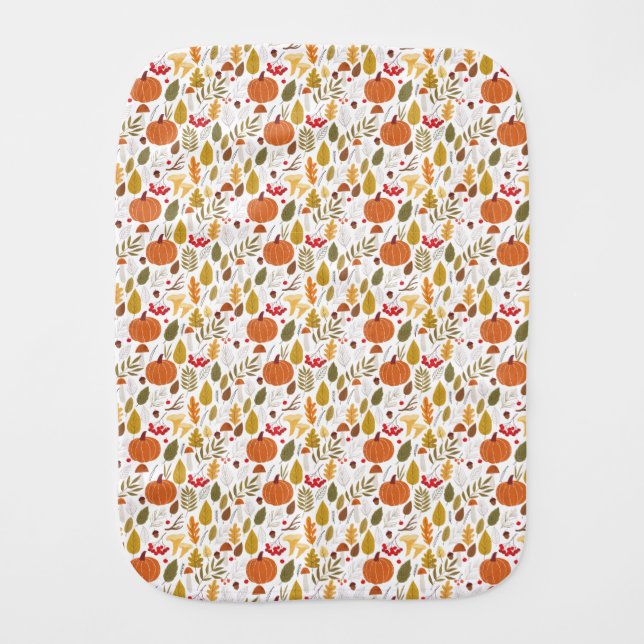 Fall Pumpkin Pattern Baby Burp Cloth (Front)