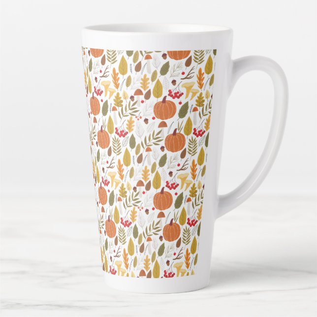 Fall Pumpkin Pattern Latte Mug (Right)