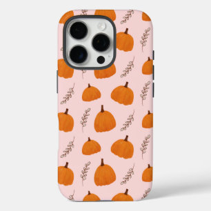 Fall Pumpkin Pattern Pink iPhone 16 Pro Case