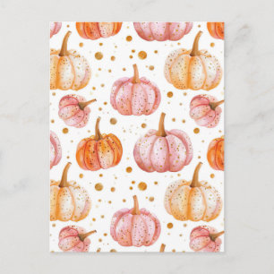 Fall pumpkin pattern  postcard
