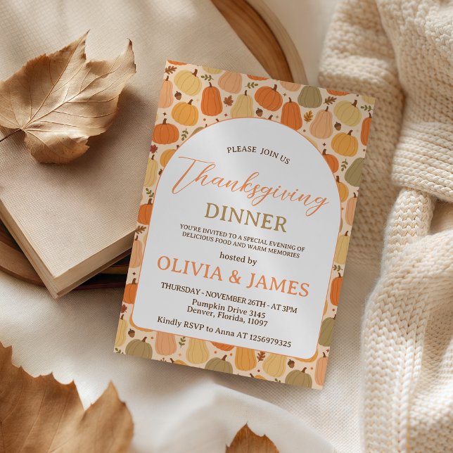 Fall Pumpkin Pattern Thanksgiving Invitation (Creator Uploaded)
