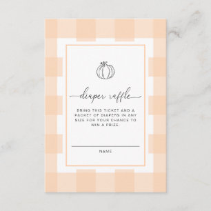 Fall Pumpkin Peach Gingham Diaper Raffle Ticket Enclosure Card