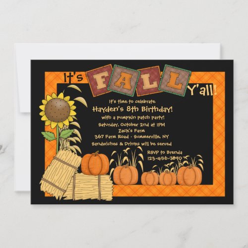 Fall Pumpkin Picking Party Invitation
