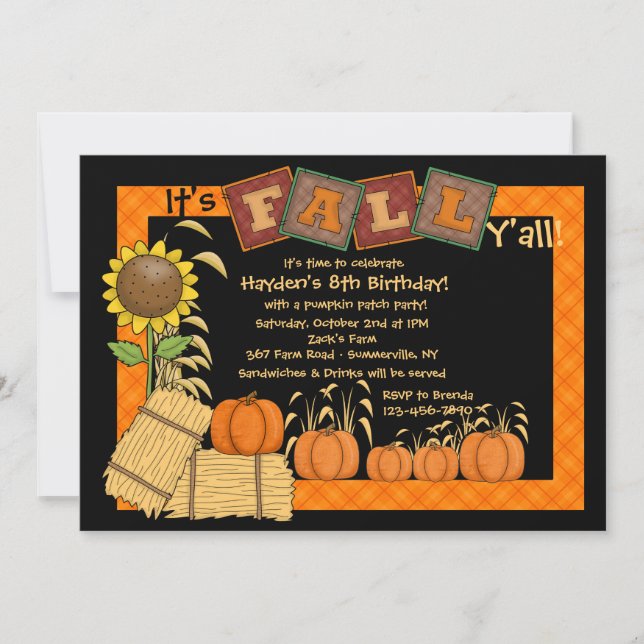 Fall Pumpkin Picking Party Invitation (Front)