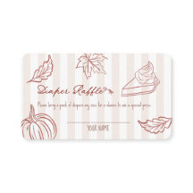 Fall Pumpkin Pie Diaper Raffle Card | Rustic Autum