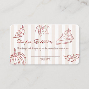 Fall Pumpkin Pie Diaper Raffle Card Rustic Autum