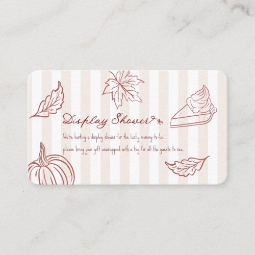 Fall Pumpkin Pie Display Shower Card | Rustic