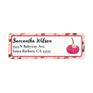 Fall Pumpkin Pink Baby Shower Label