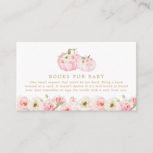 Fall Pumpkin Pink Books for Baby Enclosure Card