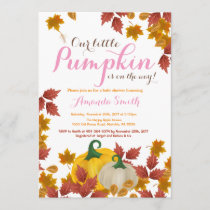 Fall Pumpkin Pink Girl Baby Shower invitation